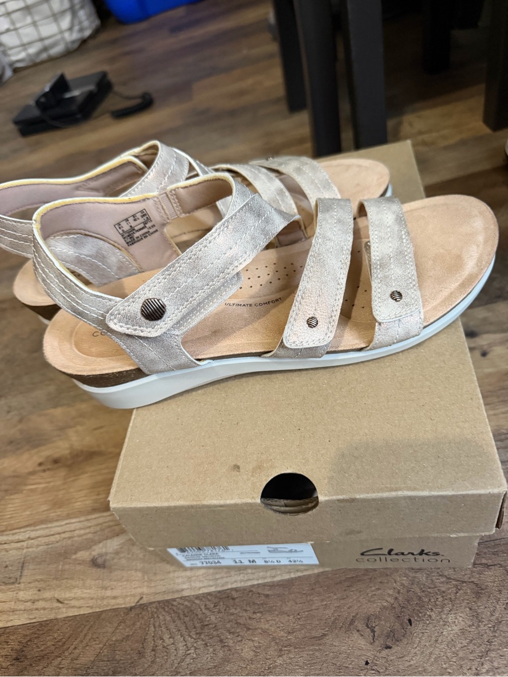 Clarks Collection Calenne Clara Bronze Metallic Strappy Sandals Women’s 11 M